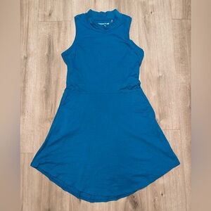 Toad&Co Blue Comfortable Midi Dress w/ pockets. Organic cotton blend Size Large